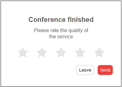 Window asking you to rate the quality of the service