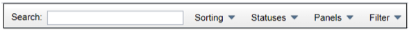 The upper panel with search and filtering tools
