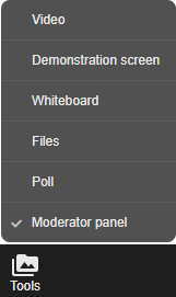 The Tool button in the Control Panel of the Meeting Window